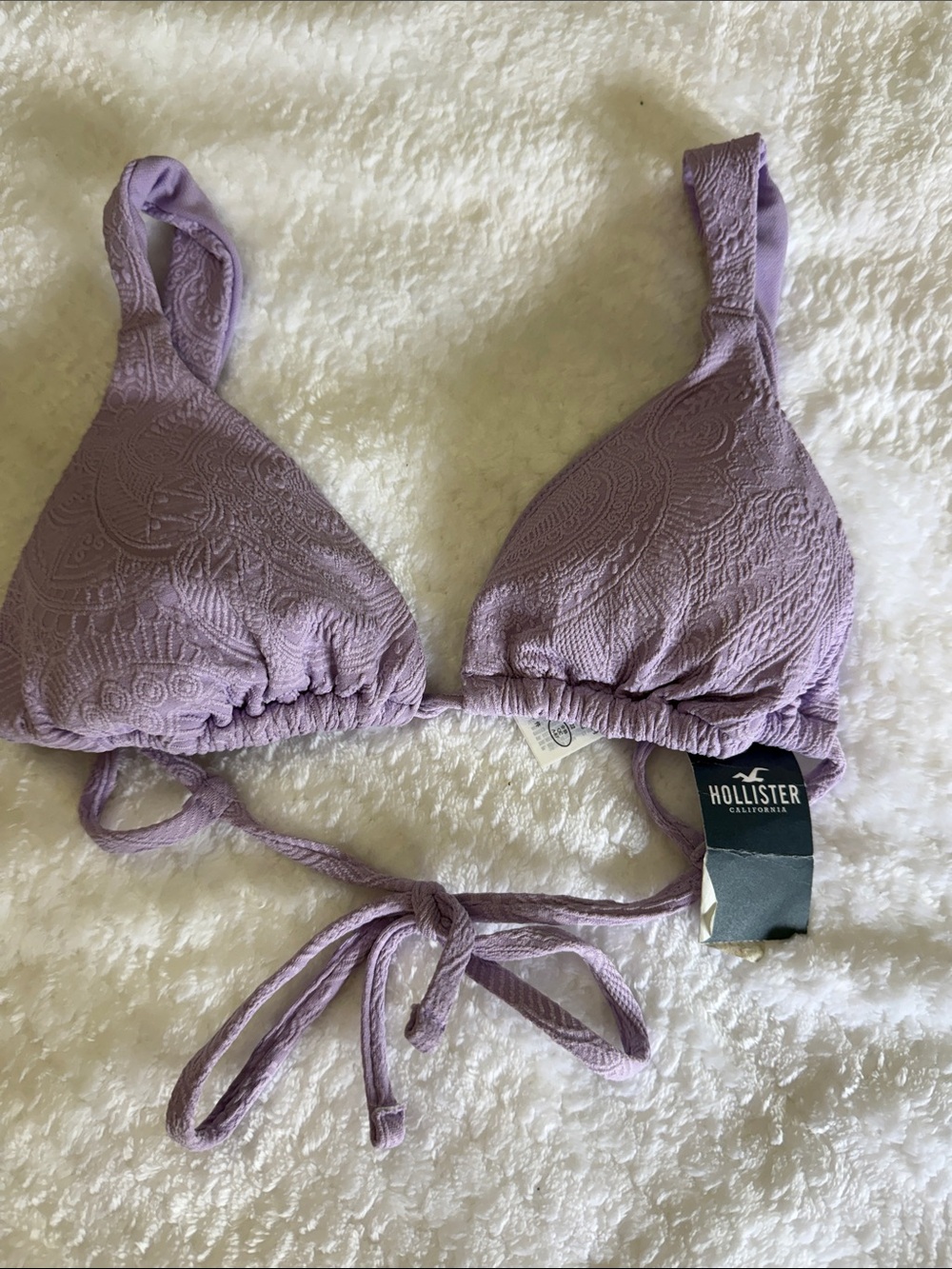 Hollister Lavender Textured triangle bikini top new with tags  size XS